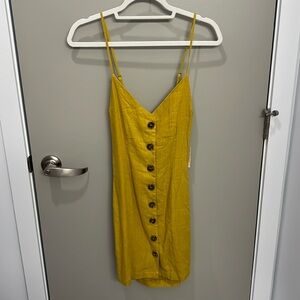 Citron Button Up Dress with Bow Back